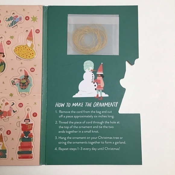 NEW Elf Advent Calendar 24 Pop Out Ornaments Cord Tis the Season for Elf-Care - Picture 6 of 11